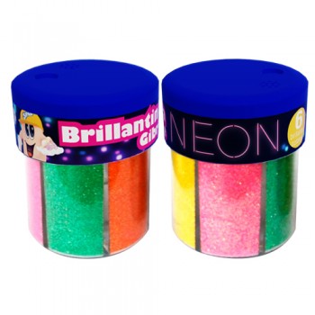 Brillantina gibre (pote) x6 neon